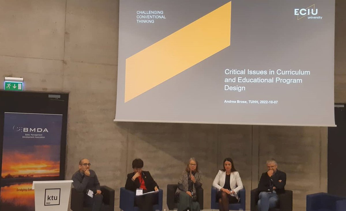 ECIUniversities's tweet photo. What curriculums will prepare students for future multi-skilled jobs? Is there a paradigm shift?
Andrea Brose from @TUHamburg and @ECIUniversities joined a discussion at the BMDA conference at #KTU @Ktuspace.

#EuropeanUniversitiesInitiative #ErasmusPlus 

#ErasmusPlus #education https://t.co/xJxdwhwIxJ