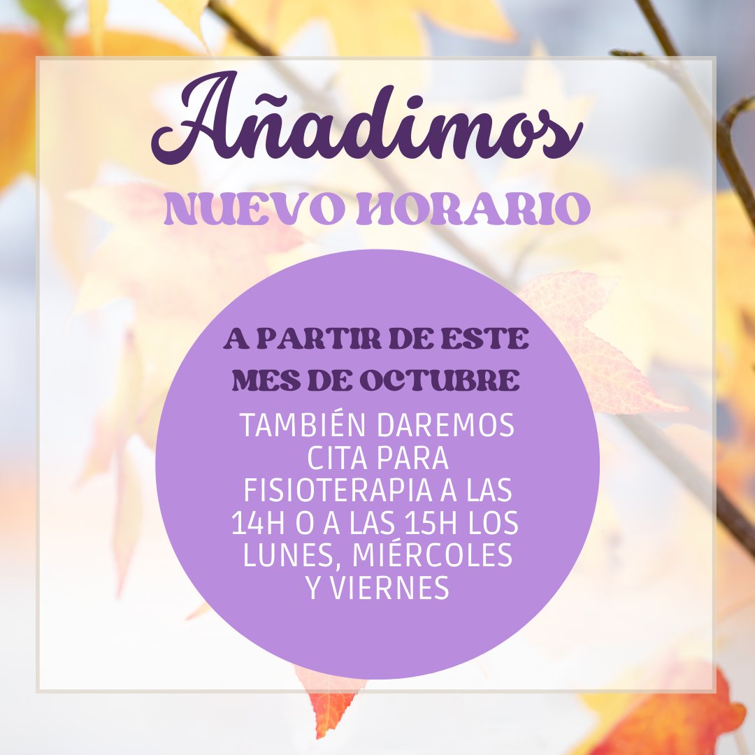 Rocío será la compañera encargada de atender este nuevo horario que esperamos que os ayude a ampliar vuestras posibilidades para venir a vernos 🙂 ¡Feliz fin de semana!

#fisioterapia #fisioterapiacarabanchel #carabanchel #clinicadiscal #fisioterapiaclinicadiscal