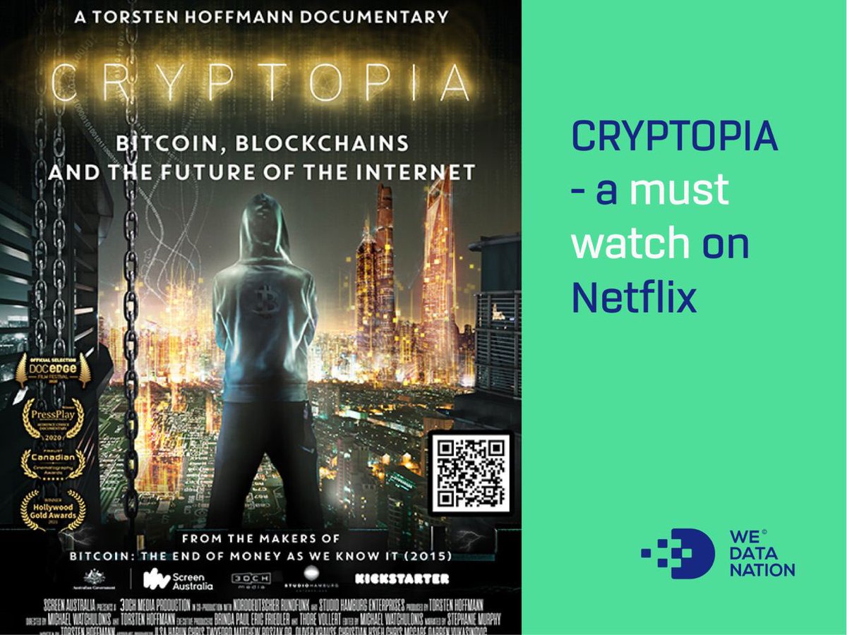 WeDataNation's tweet photo. 🌐@CryptopiaFilm - a must watch on @Netflix

To better understand the #decentralized blockchain technology and the potential of #Web3.0 to give power back to the people, we highly recommend watching this documentary by filmmaker @TorstenHQ 

#WeDataNation #CryptopiaFilm https://t.co/weqkcVdnFz
