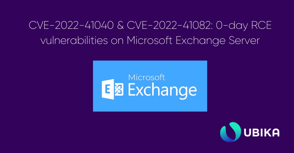 Protégez-vous des vulnérabilités 𝐌𝐢𝐜𝐫𝐨𝐬𝐨𝐟𝐭 𝐄𝐱𝐜𝐡𝐚𝐧𝐠𝐞 𝐒𝐞𝐫𝐯𝐞𝐫 𝐂𝐕𝐄-𝟐𝟎𝟐𝟐-𝟒𝟏𝟎𝟒𝟎 et 𝐂𝐕𝐄-𝟐𝟎𝟐𝟐-𝟒𝟏𝟎𝟖𝟐 grâce à nos solutions WAAP <a href="/ubikasec/">UBIKA</a> Gateway #Cloud et Cloud Protector  !   Pour en savoir plus 👉documentation.ubikasec.com/pages/viewpage…
#microsoft  #server