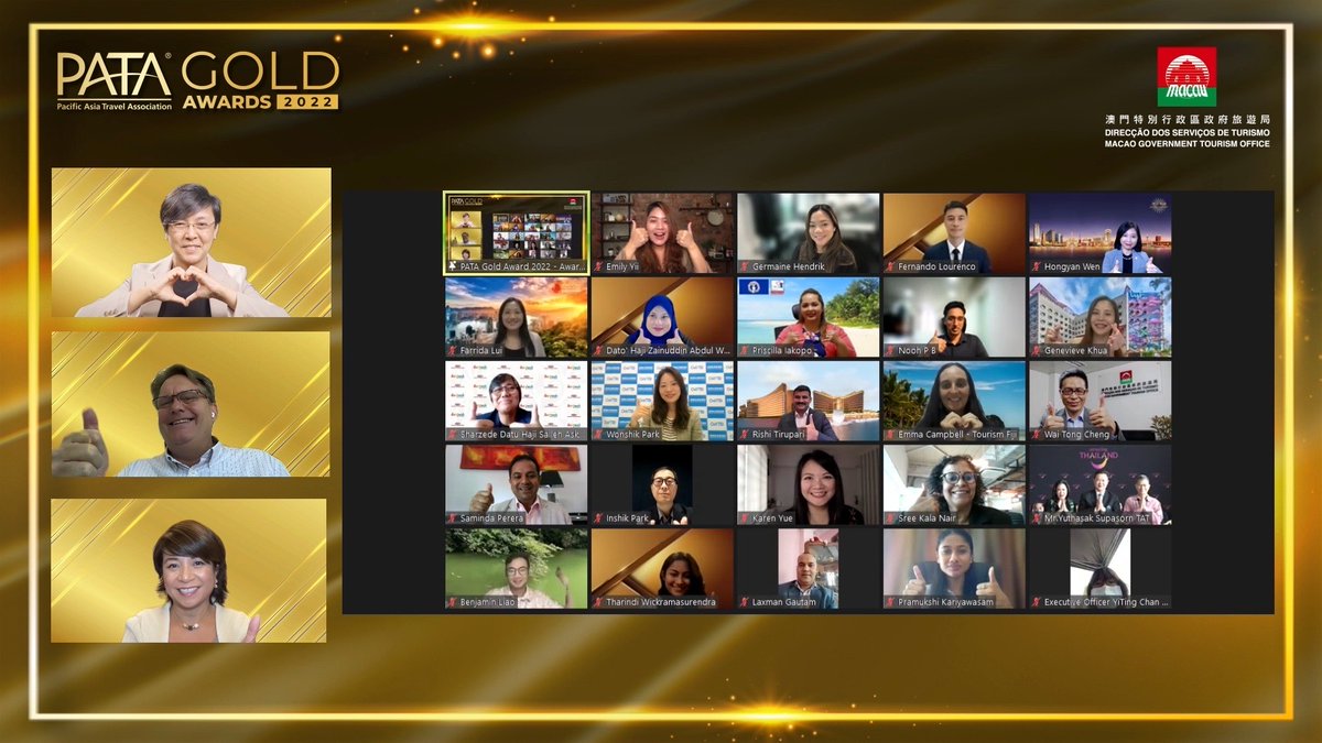 PATA_HQ's tweet photo. Congratulations to the 25 #PATAGoldAwards2022 winners! A huge thank you the 12 judges &amp; Macao Government Tourism Office's 27 years of generous support to acknowledge the responsible development of #travel with #PATA.

Check out the winning projects: https://t.co/iZCrpPINpw https://t.co/1eiTIfhcWM