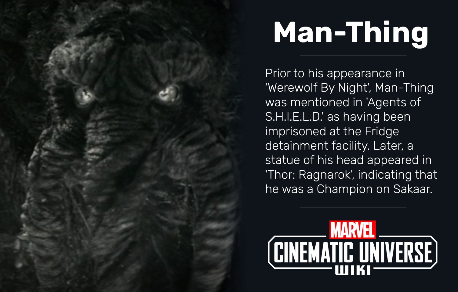 Marvel Cinematic Universe Wiki on X: Who or what is a #ManThing?  #WerewolfByNight  / X