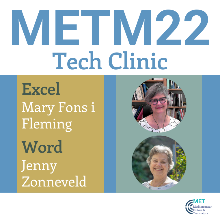 METMeetings's tweet photo. Keeping with #METM22's conference theme, the personal touch, we're holding our first #TechClinic, where experts will provide personalized tips and guidance.

Meet two of our experts!
—Microsoft Excel: Mary Fons i Fleming
—Microsoft Word: Jenny Zonneveld

https://t.co/T7eo9s5WRx https://t.co/mK8D4Ige5B