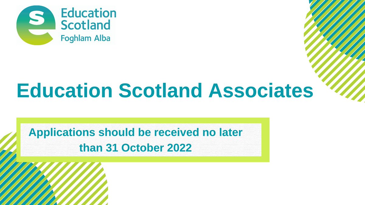 Are you interested in becoming an Education Scotland Associate? As part of our commitment to increasing opportunities for the profession to be actively engaged in our work we’re looking to recruit a number of colleagues. Find out more - ow.ly/ziLJ50L38Wq