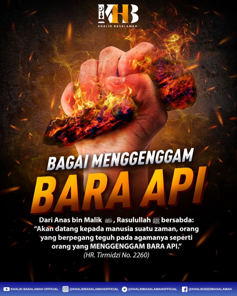 ustadzkhalid's tweet photo. ▶️ BAGAI MENGGENGGAM BARA API

📌 Dapatkan update setiap harinya video, poster ilmu, jadwal, dan hal lainnya dengan bergabung dalam Channel KHB Official:
https://t.co/iIYhhdAYDr
#khb #ustadzkhalid #bagaimenggenggambaraapi https://t.co/oZtX0bREll