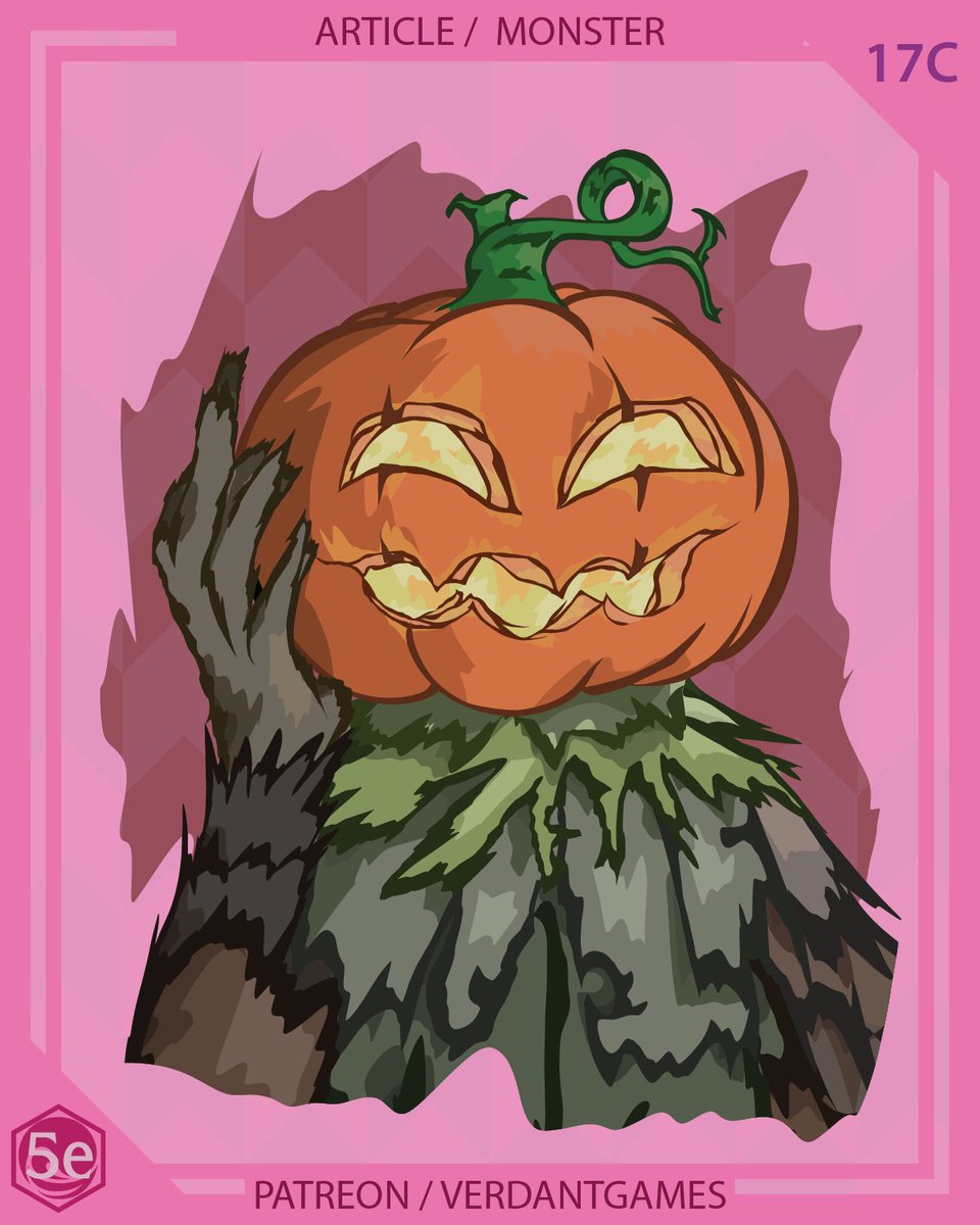 verdantgames5e's tweet photo. Pumpkin King
This fey amalgamation of cornstalks and pumpkins brings its enemy's nightmares to life
Art by @ossocavo
#foregonecompendium #dnd #dnd5e #dndhomebrew #homebrew #dndmonster #5emonster #ttrpg #ttrpgfamily #d20 https://t.co/eYCg3B1264