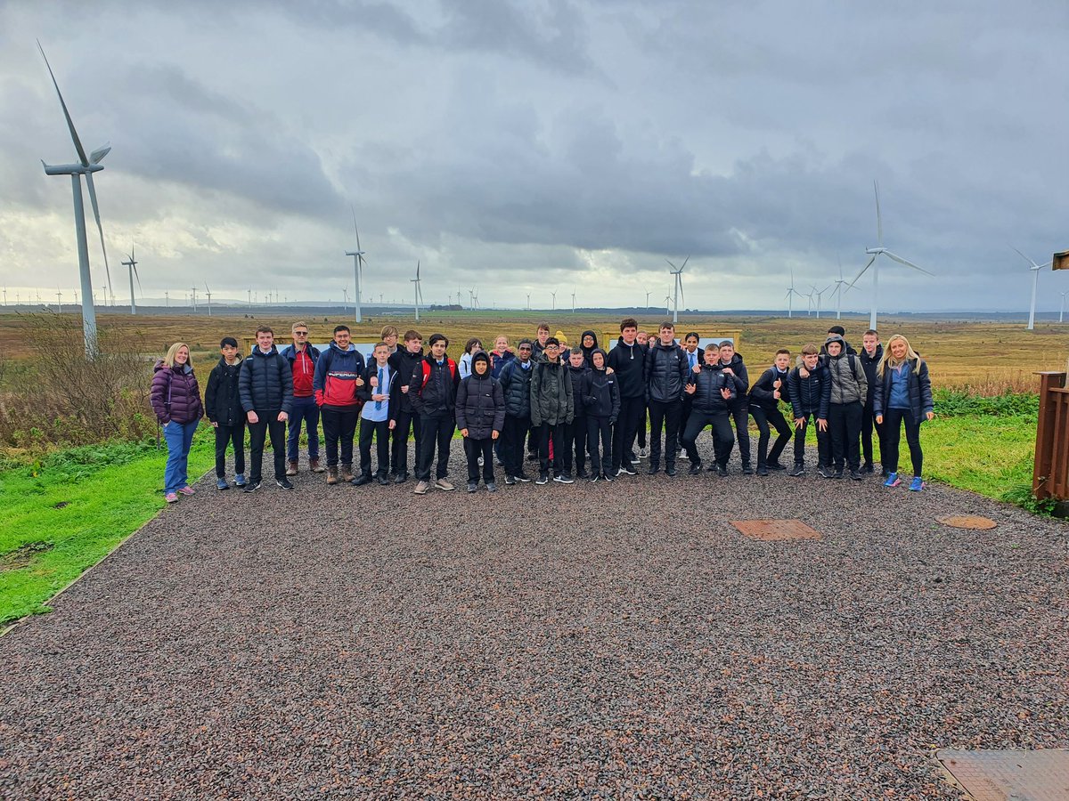KpssStem's tweet photo. S3 Physicists at Whitelees windfarm today 🌥💨 @KingsParkSec @gsc1 @Visit_Whitelee https://t.co/Bw8rldDGgT