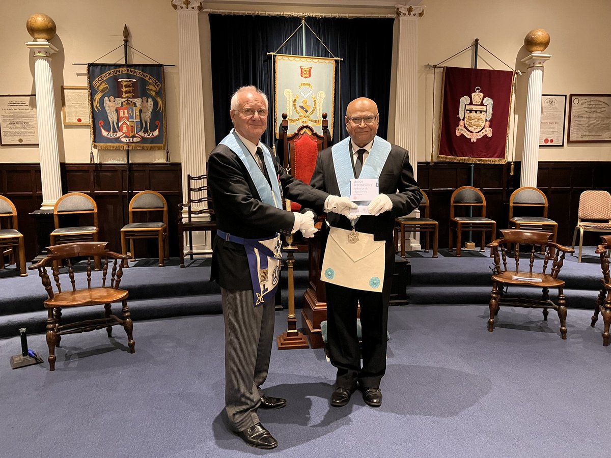 Such a great evening for Bro Yogi’s second degree. An unexpected fire drill at the start evening did not effect the impeccable as always ritual! Congrats Yogi! #Freemasons #Dorset