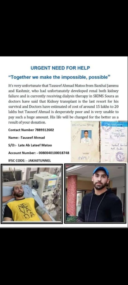 TA_HaseebJ's tweet photo. #update 
About 8 lakh rupees received within 48 hrs 
KINDLY DONATE &amp; SHARE Msg WITH OTHERS
Account details and other information are shared below.
NAME:TAUSEEF AHMED MATOO*
ACCOUNT NO:0080040100018748
IFSC CODE:JAKA0TUNNEL
Upid:razatawseef371@okaxis
@tanvirsadiq @aboali_syed https://t.co/5XJ03UCIEL