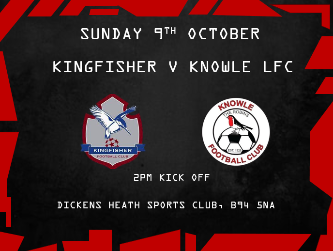 We're away this Sunday, but not far to travel as we head to Dickens Heath to play @kingfisher_fc in the league.  All support welcome, as always.  2pm kick off and there may be a debut or two in the offing... 👀