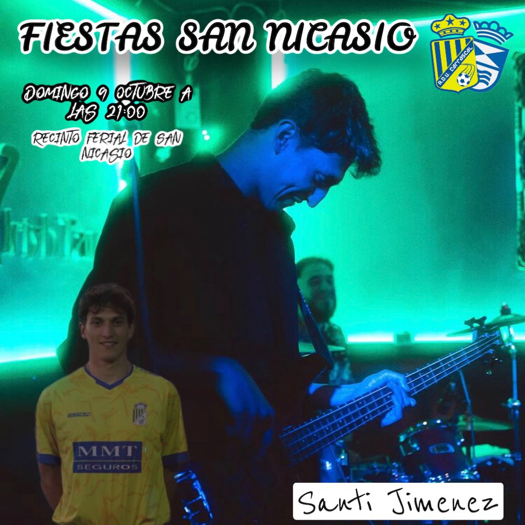 ADU_Carrascal's tweet photo. 🎸 𝗦𝗔𝗡𝗧𝗜 𝗝𝗜𝗠𝗘𝗡𝗘𝗭 𝕖𝕟 𝕔𝕠𝕟𝕔𝕚𝕖𝕣𝕥𝕠

“ 𝗙𝗜𝗘𝗦𝗧𝗔𝗦 𝗦𝗔𝗡 𝗡𝗜𝗖𝗔𝗦𝗜𝗢 𝟮𝟬𝟮𝟮 ”

➡️ Domingo a las 21:00 en el Recinto Ferial de San Nicasio

🟡 El jugador del Primer Equipo abrirá para 𝒜𝓃𝒹𝓎 𝓎 𝐿𝓊𝒸𝒶𝓈

💥 Este tio hace de todo!

#TribuConcierto💛💜 https://t.co/7GT4x82aG8