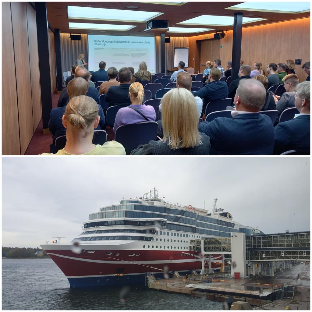 Lounais-Suomen ja @SwecoFinland yhteinen koulutuspäivä laivalla. Mahtavia aiheita ajankohtaisista haasteista, energia, CO2, omaisuudenhallinta, hulevedet ja kaupunkikehitys.