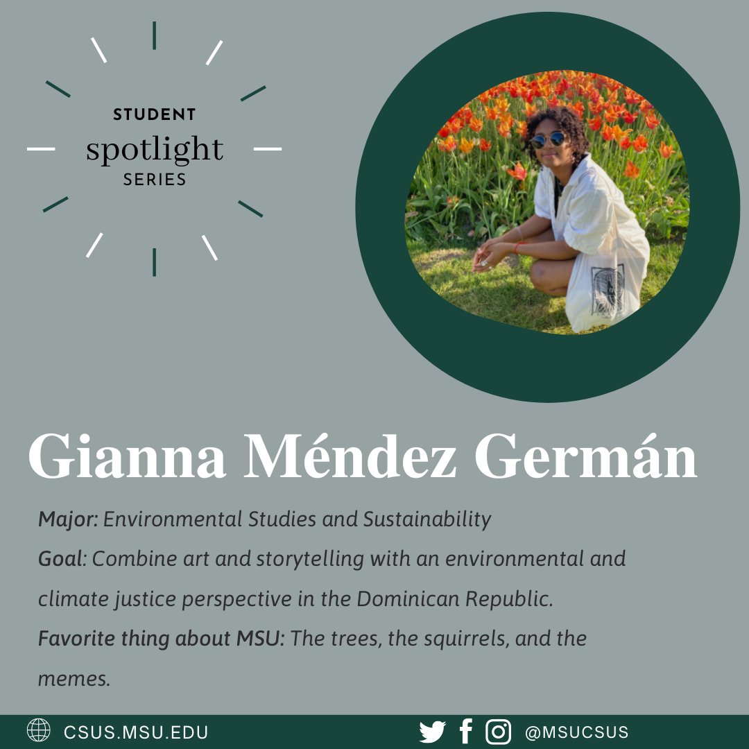 MSUCSUS's tweet photo. Gianna German shares about their passion for art and sustainability to promote climate justice, particularly in the Dominican Republic.
Read about Gianna's story at https://t.co/ZG9QHudvfA
#msucsus #csusstudentspotlight #GoGreen https://t.co/BNnFsdF8Co