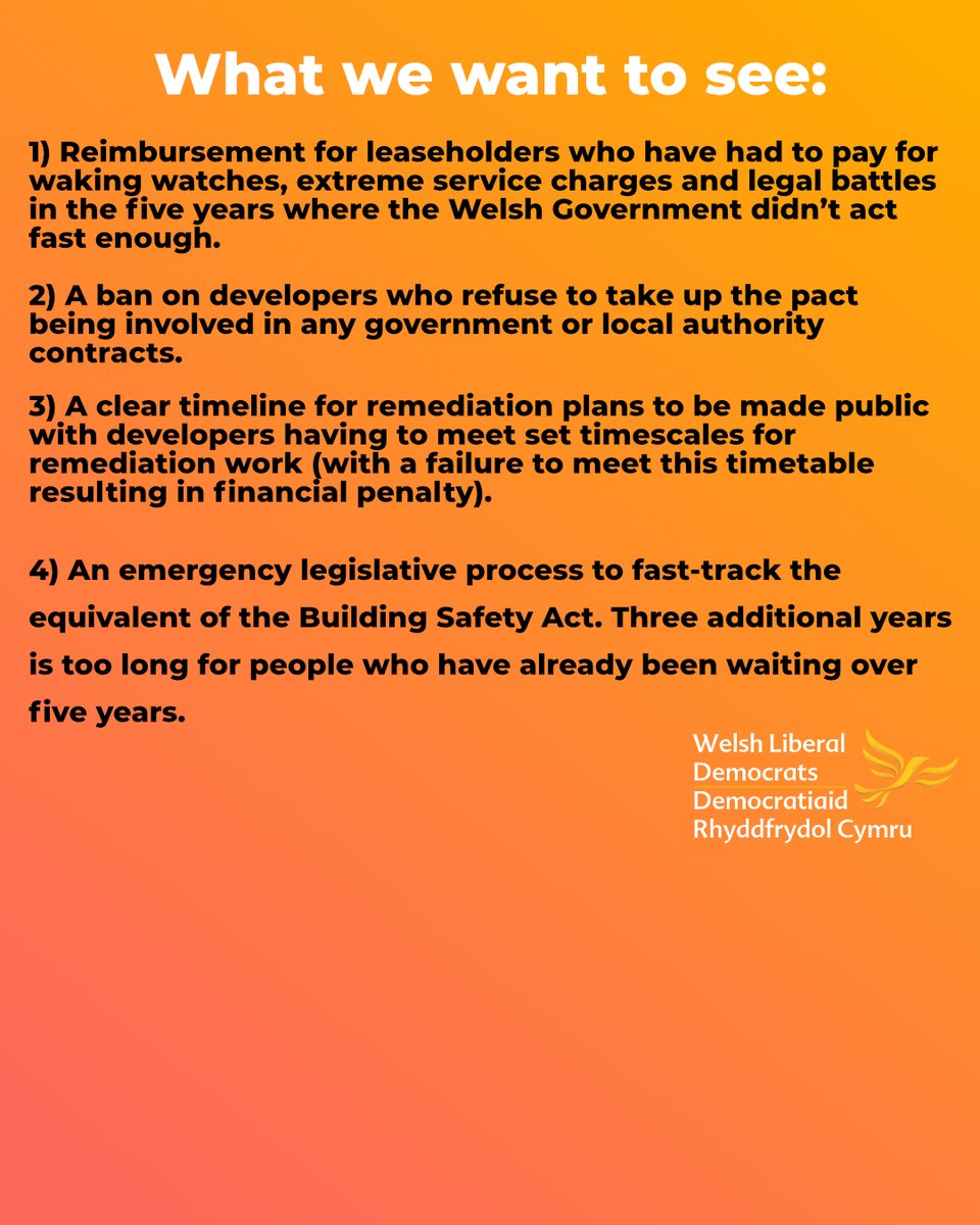 Today's announcement by Welsh Labour on the building safety scandal was a step in the right direction, but significant gaps and questions remain. My full statement below👇

welshlibdems.wales/_significant_g…