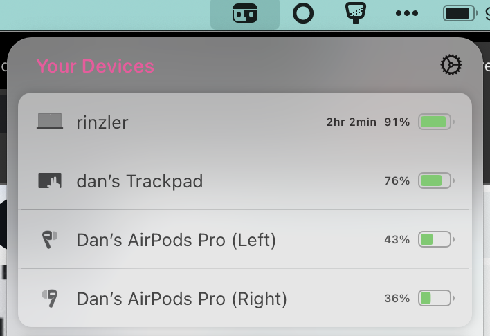 danseely's tweet photo. @airbuddyapp I've been having my AirPods Pro show up as 2 separate items, which makes it tough to connect them (I've been resorting to using the system UI). https://t.co/RCQSqYxcMb