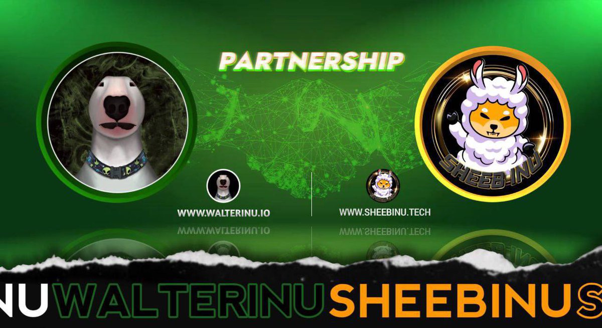 We are proud to announce that we are now official partners with @WalterInuBSC 

Let the BULLRUN begin📈

#SHEEB #Crypto #BSCGem #BNB #memecoin #BULLRUN #BotTech #Binance #BLOCKCHAIN