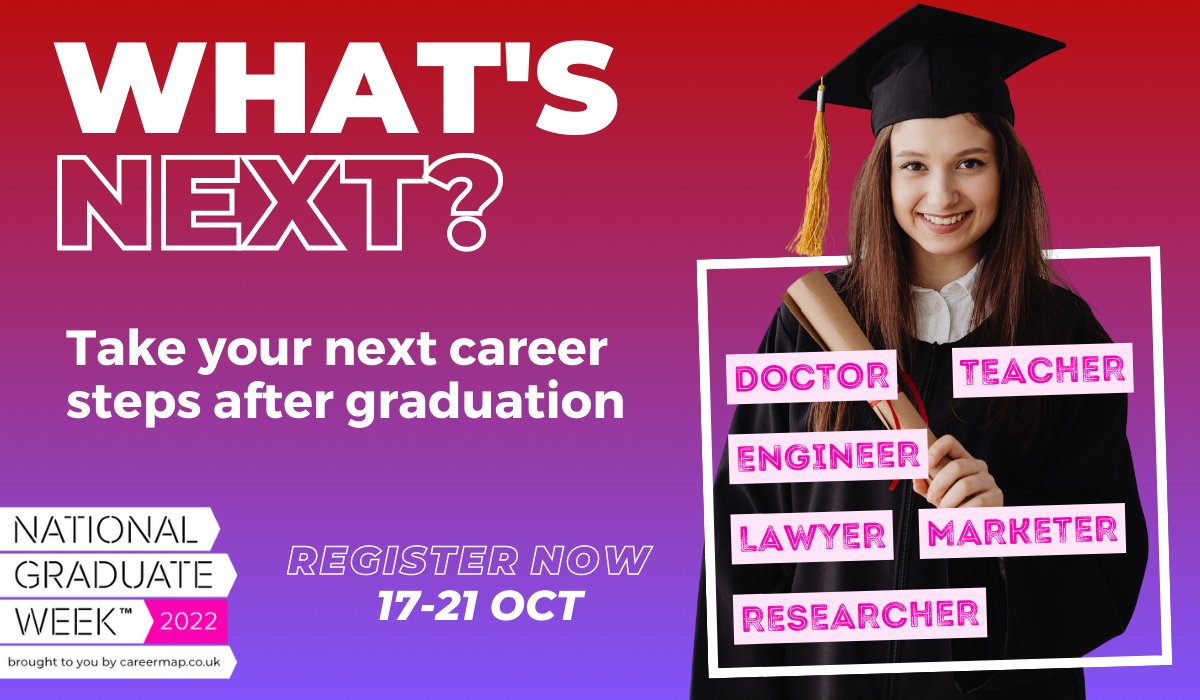 National Graduate Week 2022 is coming up this month, where you can find out more about your options in our LIVE sessions with employers and training providers! You can sign up here: bit.ly/3m4h7jp #NGW2022