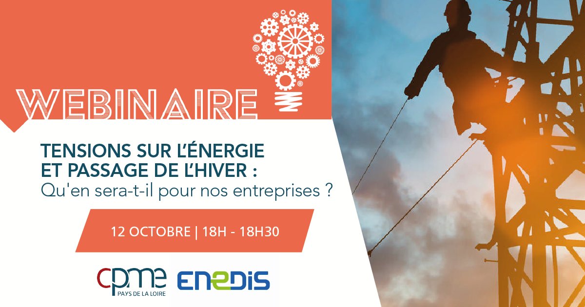 #WebinaireFlash ⚡ Comment vous préparer et être informé des éventuelles coupures #électriques de cet hiver dans vos #entreprises ? Comment se forment les #prix ? Qu’est-ce qu’un #délestage ? Un black out ?
🗓 RDV le 12/10 avec <a href="/enedis_pdl/">Enedis en Pays de la Loire</a> @jboursier_85
👉 cpme-pdl.fr/events/tension…