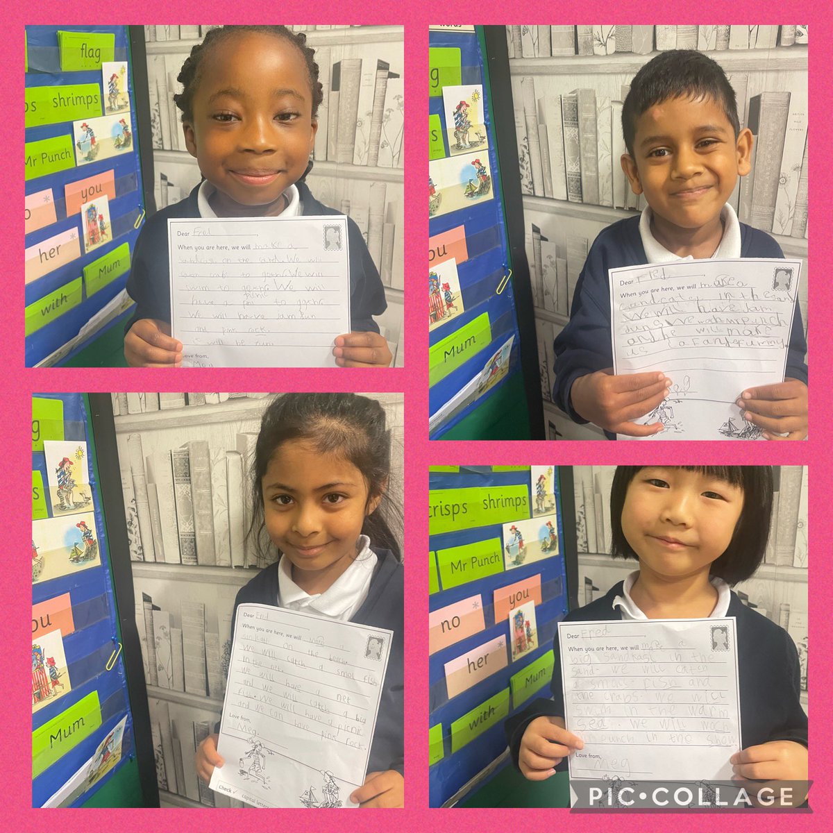 StPaulsBolton's tweet photo. This week, pink group have been reading โIn the sunโ. We have written postcards to Fred ๐ธ to tell him about all of the wonderful things that we would like to do at the beach. ๐ ๐๐ฆ๐ชฃ๐ฃ@RuthMiskinEdu #readingintowriting #starwriters #feelingproud #youngwriters https://t.co/TfVmLlGlDU