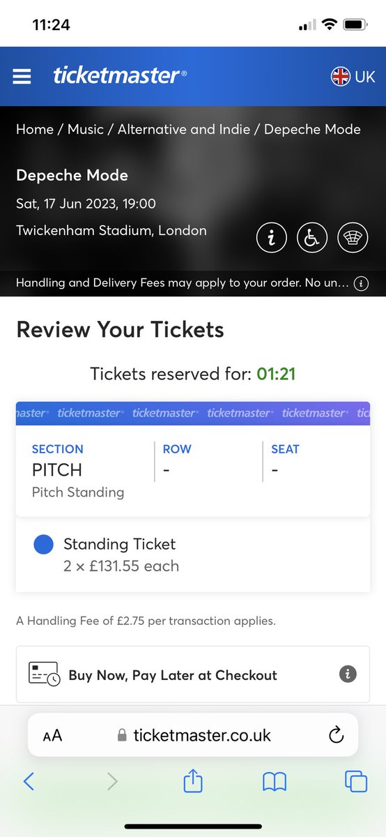 Ros_Thomas's tweet photo. @TicketmasterUK @depechemode what’s going on?! General admission standing was £86 and they’ve gone up to £132 “fluctuating due to demand”? Ticket prices should be fixed! Absolutely Wrong!!! https://t.co/bUdY8wbPx1