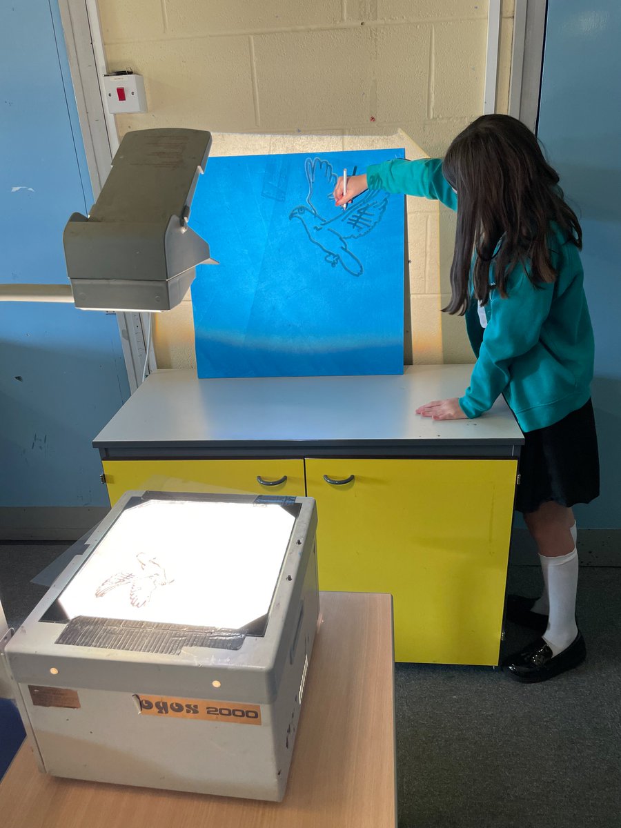 Year 5 and 6 have continued their art project with 
<a href="/GolcarLibrary/">GolcarLibrary</a> this week. We have taken our drawings from last week and copied them onto acetate. Then we have projected this into a board which we will display as part of the mural at Golcar library.