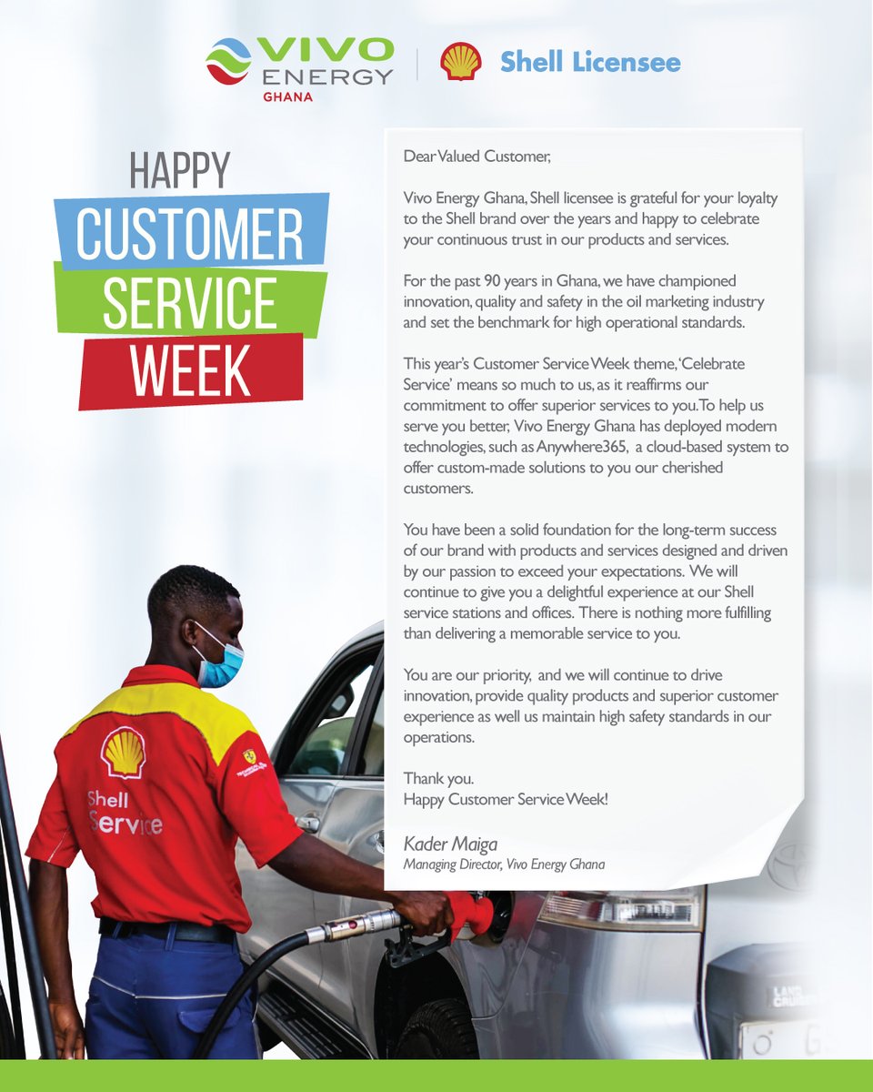 VivoEnergyGhana's tweet photo. …and this is how we end the week!

We will continue to give you a delightful experience at our #Shell service stations and offices. 

There is nothing more fulfilling than delivering a memorable service to you.
#HappyCustomerServiceWeek https://t.co/SrZC9hy1Yb