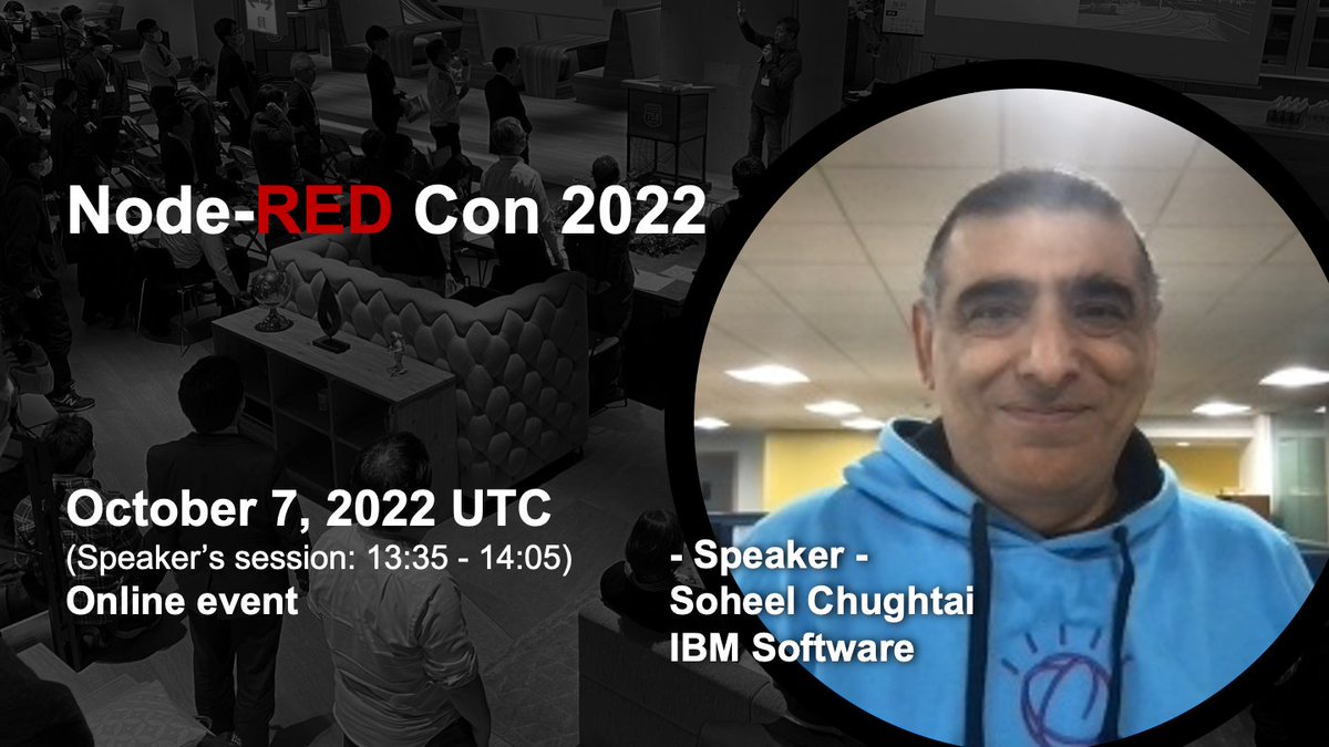 At 13:35 UTC we have @chughts talking about the Microphone and Camera nodes he created. #nrcon2022 #nodered youtu.be/Inf37X0_xxo