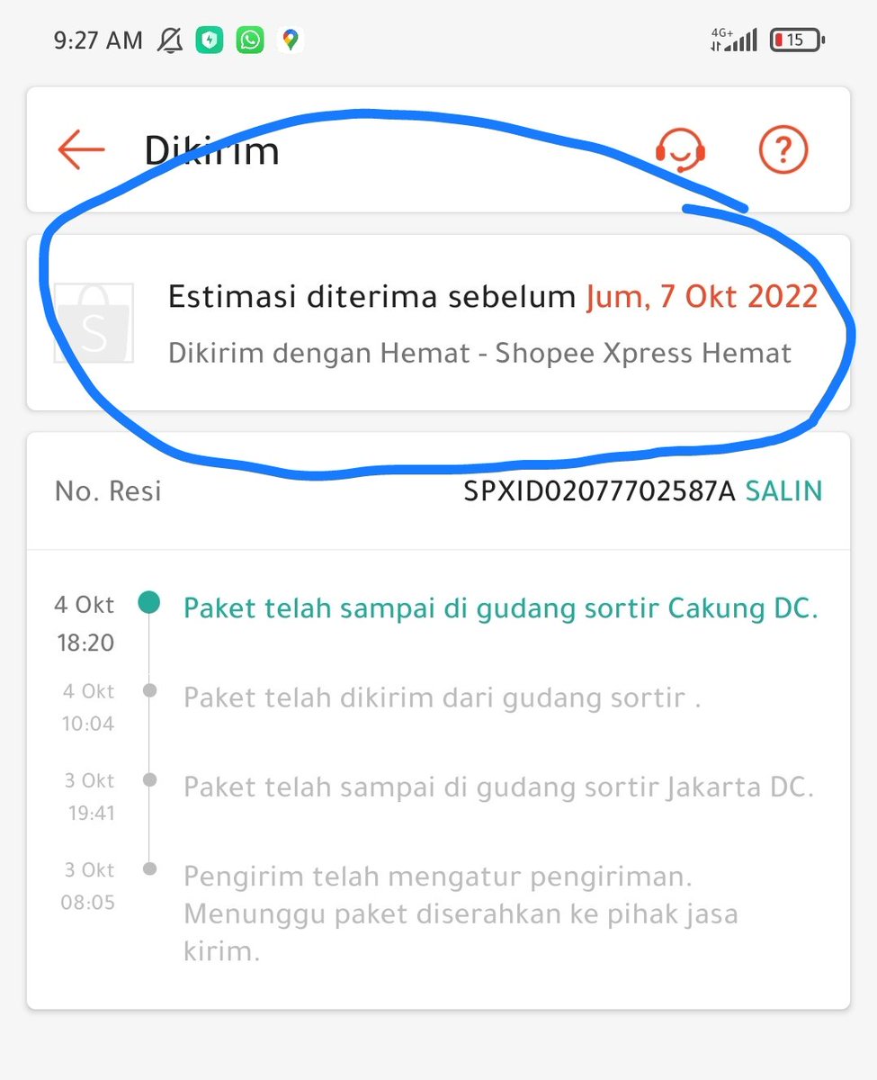 danangjs's tweet photo. @ShopeeID @dhitaprnd Sama bos. Estimasi di terima sebelum tanggal 7 okt dan sekarang udah tanggal 7 Oktober jam 17.57 masih belum sampe. Statusnya sampai saat ini masih di gudang sortir cakung https://t.co/hlczCqs4Yz