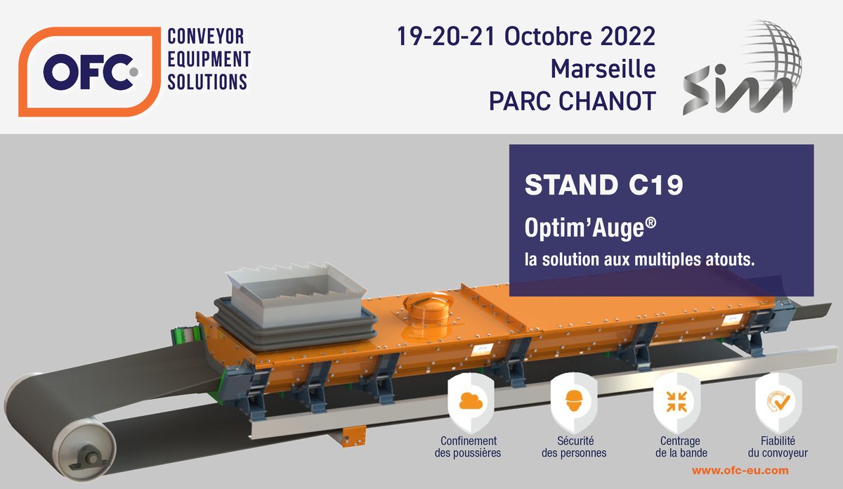 OptimConveyors's tweet photo. SIM 2022 | Optim’Auge
La solution totale pour l'optimisation des convoyeurs à bande sera exposée sur le Stand C19.
Venez la voir et nous rencontrer au salon Sim 2022 du 19 au 21 octobre 2022 à Marseille
#sim2022 #convoyeur #bande #optimization #retrofit https://t.co/guY0JOr3R0
