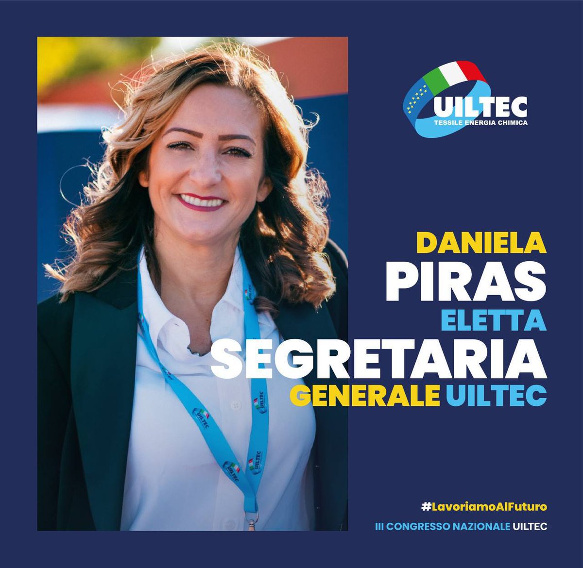 UILTECNAZIONALE's tweet photo. 🔵🟡 Daniela Piras eletta all’unanimità Segretaria generare Uiltec nazionale. 
 
#lavoriamoalfuturo https://t.co/bKyhSdalGD