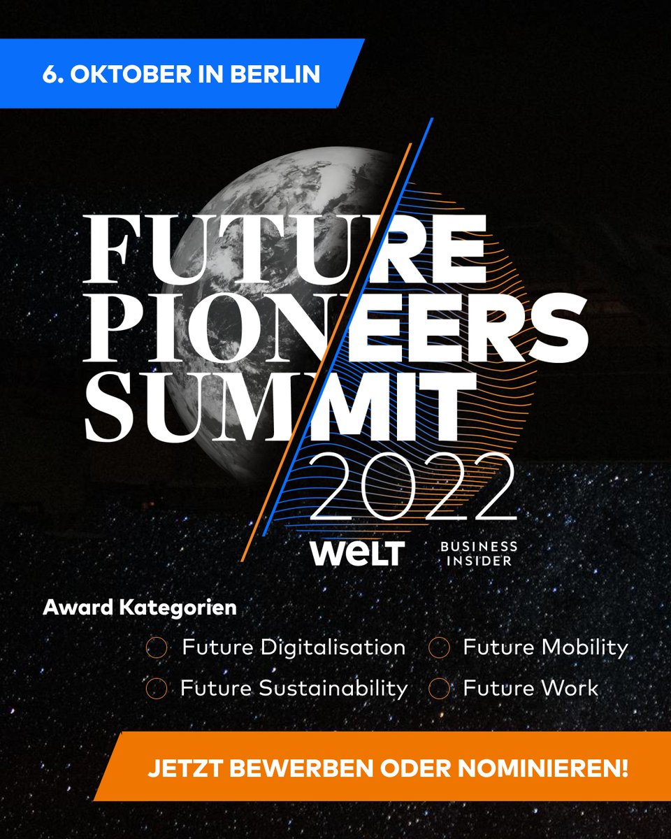 Knut_Fabian's tweet photo. Die Schlüsselqualifikation der Zukunft ist Motivation!
@BusinessInsider und der @WELT
haben beim ersten Future Pioneers Summit
die Pioniere und Vordenker:innen ausgezeichnet.
Mehr als 100 Pioniere kamen zusammen und
sprachen über Zukunftsthemen und Projekte https://t.co/swoQkHtbPt