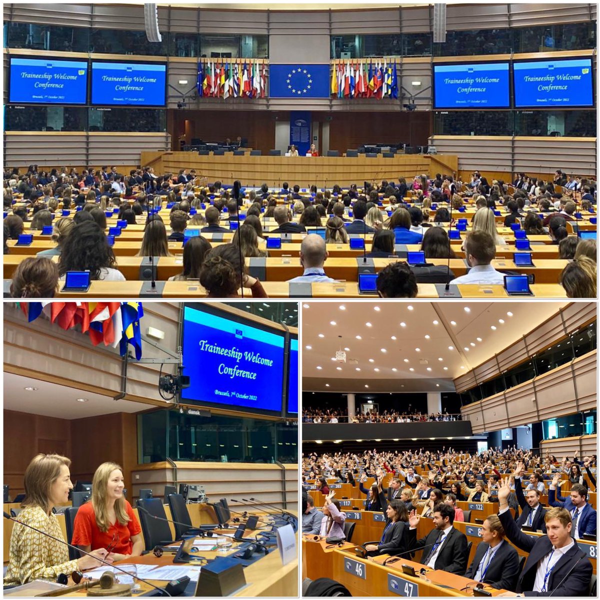 A big welcome to the 1000 new #EUtrainees 🎉 Seeing so many bright, smiley, excited young faces fills me w/ confidence for the future! #Europe needs all its dreamers and makers! Thank you @Kira_MPH, youngest MEP, for being w/ us today! #EYY2022 #Erasmusplus35Years #BlueBook