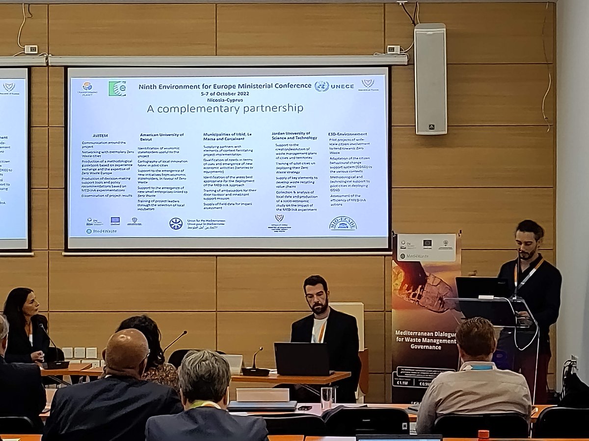 ProjectMedina's tweet photo. @_AViTeM presented MED-InA @Med4Waste side event "Implementing circularity from local to regional level", at #EnvironmentforEurope Conf. in 🇨🇾
@ENICBCMed @JUSTEDUJO @bentililarbi @E3DFrance @AjCarcaixent @riberaenergia @ACRplus @DECOST_ENI @Mio_Ecsde @UfMSecretariat @cospeonlus https://t.co/vuglRSejOF