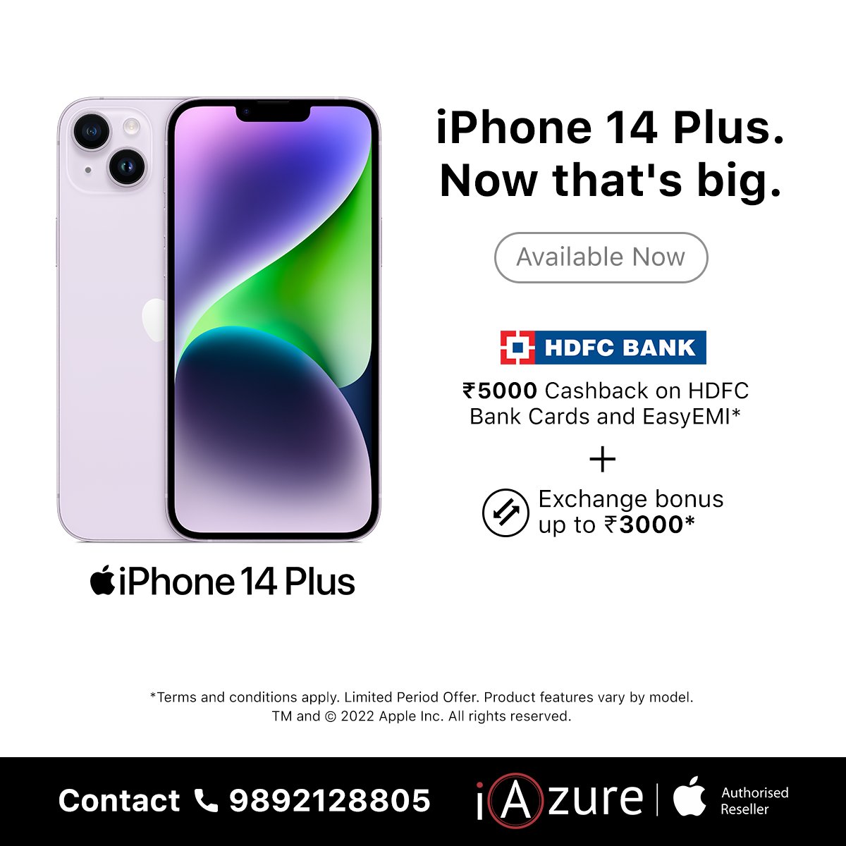 Finally, the wait ends for the latest iPhone 14 PLUS. Buy today from iAzure- Apple Authorised Store, Bandra.
Contact No- +91 9892128805
#iAzure #iPhone #AppleProducts #NewLaunch #iPhone14Plus #iPhoneSeries #BestBatteryLife #ShotOniPhone #ActionMode #CinematicMode #CrashDetection