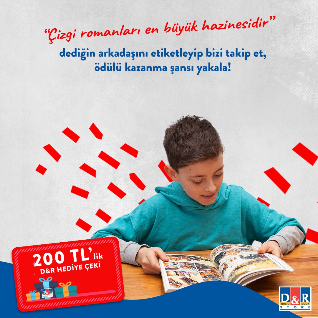 DRdunyasi's tweet photo. Sadece takipçilerimize özel, Cuma şansı D&amp;R yarışması bu hafta çizgi romanları en büyük hazinesi olanlar için geliyor! Bizi takip edip bir arkadaşını bu postun altına etiketle, 200 TL'lik D&amp;R hediye çeki kazanma şansı yakala! https://t.co/xVQz8GfqYa