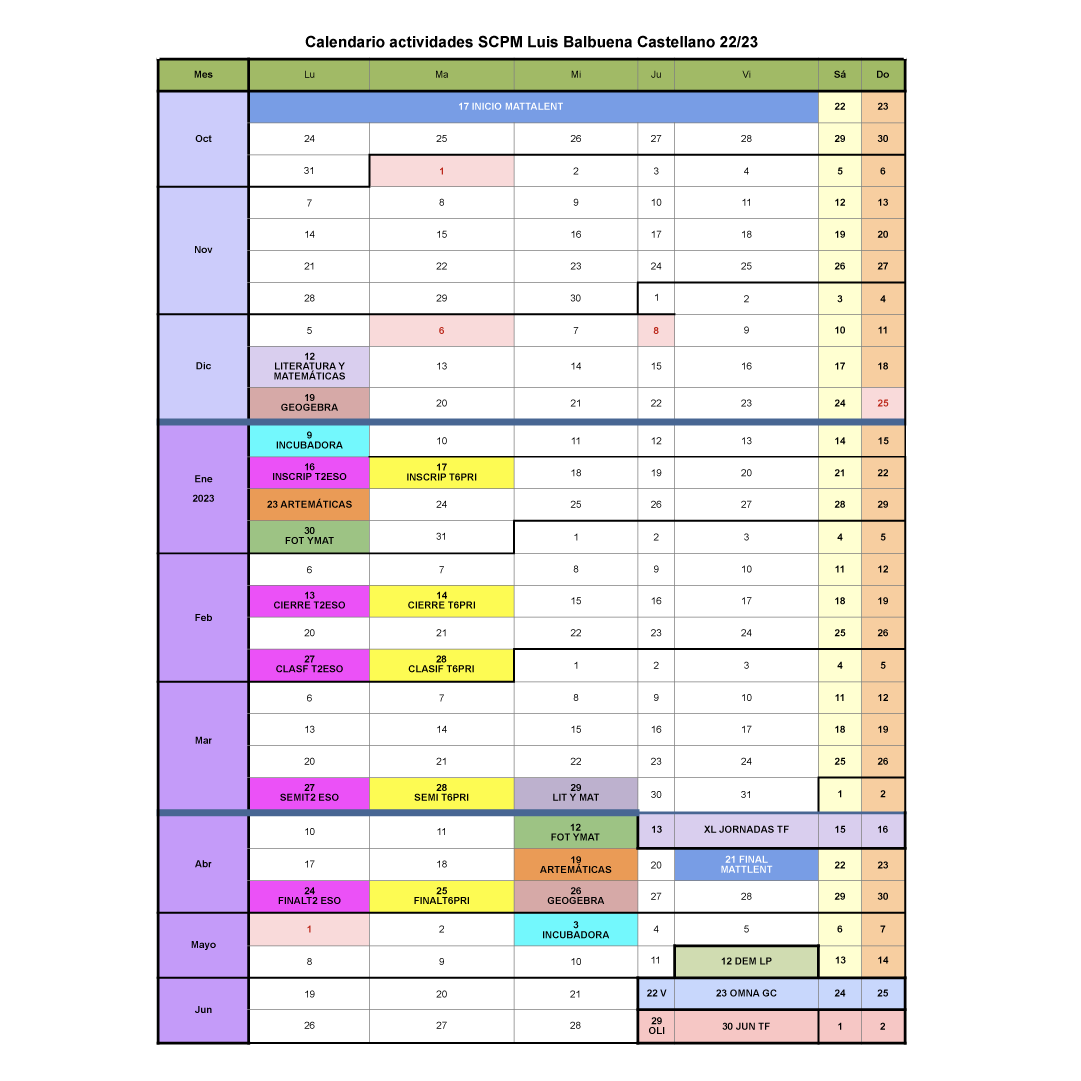 SCPMLBalbuenaC's tweet photo. 📅YA ESTÁ DISPONIBLE EL CALENDARIO DEL CURSO ESCOLAR 22-23

Esperamos que disfruten de todas estos concursos, torneos y actividades junto a nosotros. Pueden descargar ya el calendario desde la web de la SCPM. 

https://t.co/bYJVfcqTDB

#Matematicas #Maths #SCPM #SCPMLBC https://t.co/JvUAt2XugP