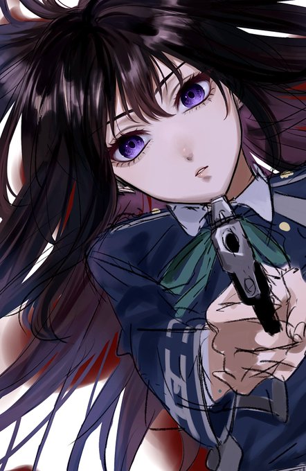 「aiming at viewer purple eyes」 illustration images(Latest)