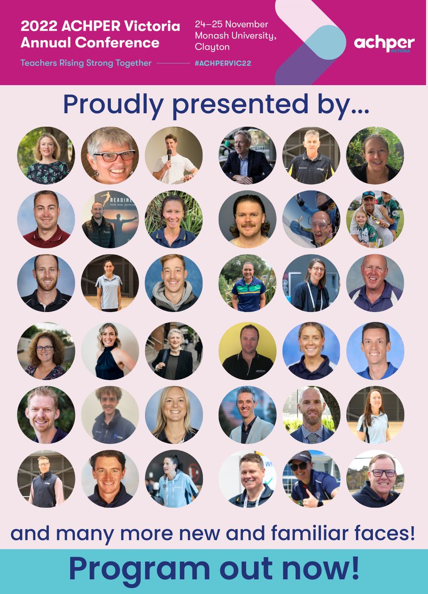 vicachper's tweet photo. Over 100 sessions on offer, with 15 brand new sessions recently added! Check out the #ACHPERVIC22 conference program today ✨ https://t.co/ggXd9WwXk1 #HPE https://t.co/qXZLuNhCtD