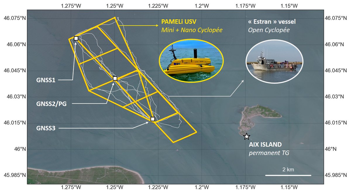 complementterre's tweet photo. Cette semaine, c'était campagne de mesure du niveau de la mer au large de l’Île d’Aix pour le drone marin #PAMELi et les bouées #GNSS #Physalia
🛰️🌊🛥️🛟🛟🛟
Au programme: cartographie du géoïde côtier et comparaison avec les mesures du satellite altimétrique #Sentinel-6 https://t.co/D18QOxh8UL