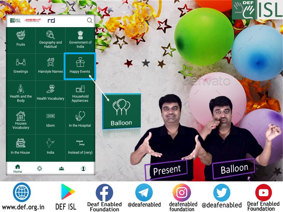 deafenabled's tweet image. Enjoy the sign alternatives of different celebratory items only on the DEF ISL App. Download today! #DeafEnabledFoundation #IndianSignLanguage #DEFISL #celebratory