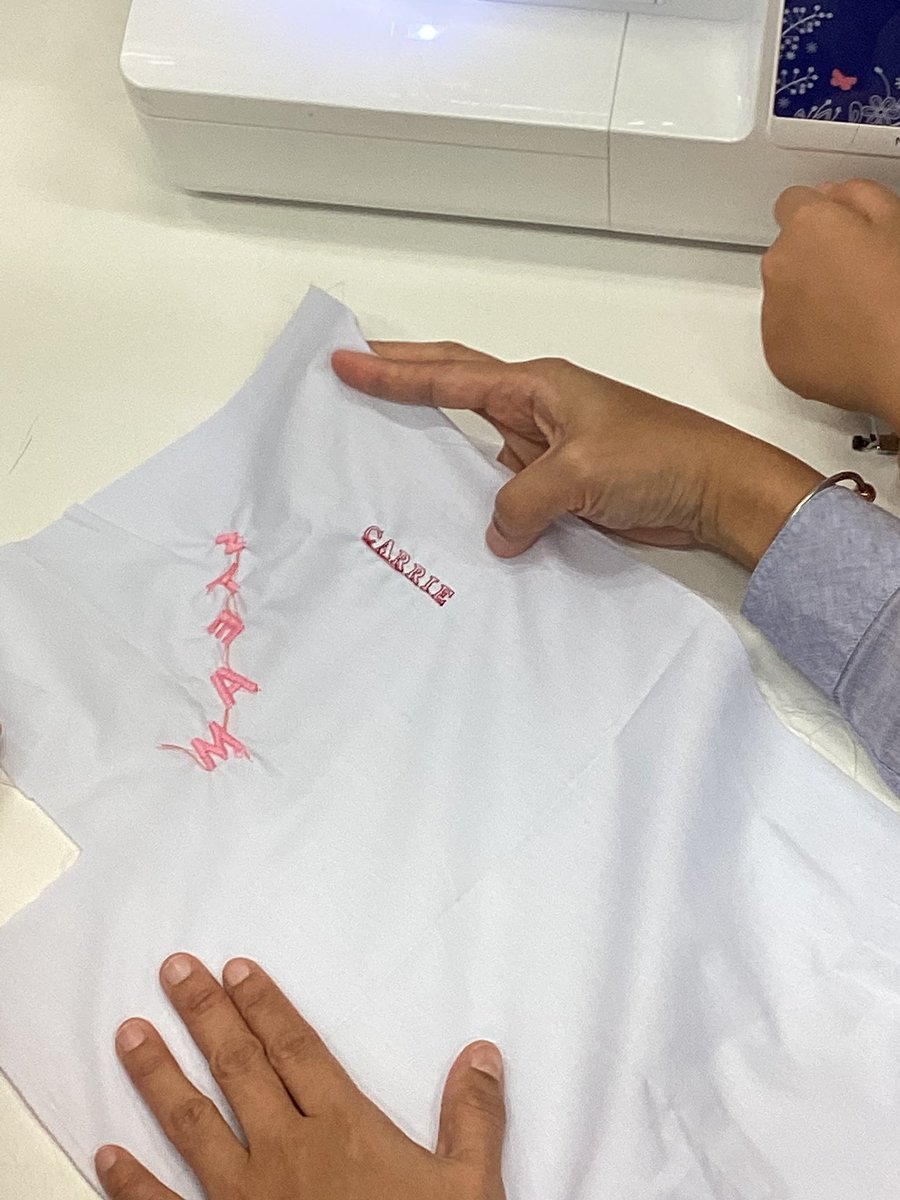 PhyllisWongSS's tweet photo. Another step of sewing, sewing name on the handkerchief. @Carrieling4  #sewingisfun #HIS_Learning https://t.co/bcfv1otwAW