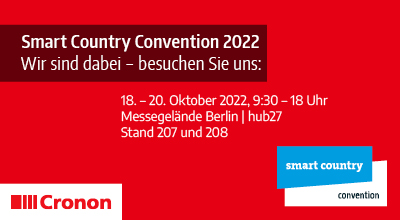 Cronon (@cronon_de) on Twitter photo Vom 18. - 20. Oktober dreht sich bei der Smart Country Convention alles um die Themen #SmartCity und E-Government. Cronon ist als Aussteller dabei. Besucht Cronon am Stand 207 und 208 im hub27 | Termin vereinbaren: it-services@cronon.net | #SCCON22 #DigitizePublicServices Vom 18. - 20. Oktober dreht sich bei der Smart Country Convention alles um die Themen #SmartCity und E-Government. Cronon ist als Aussteller dabei. Besucht Cronon am Stand 207 und 208 im hub27 | Termin vereinbaren: it-services@cronon.net | #SCCON22 #DigitizePublicServices