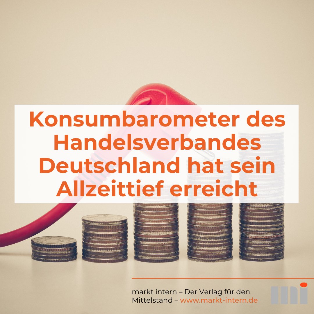 marktintern's tweet image. Die wirtschaftliche Situation ist so dramatisch wie lange nicht. Da ist es kein Wunder, dass das HDE-Konsumbarometer auf seinem nächsten Allzeittief ist. 

Hier erfahren Sie mehr zum Konsumbarometer und zum Rückgang der Sparquote: markt-intern.de/blog/archives/…