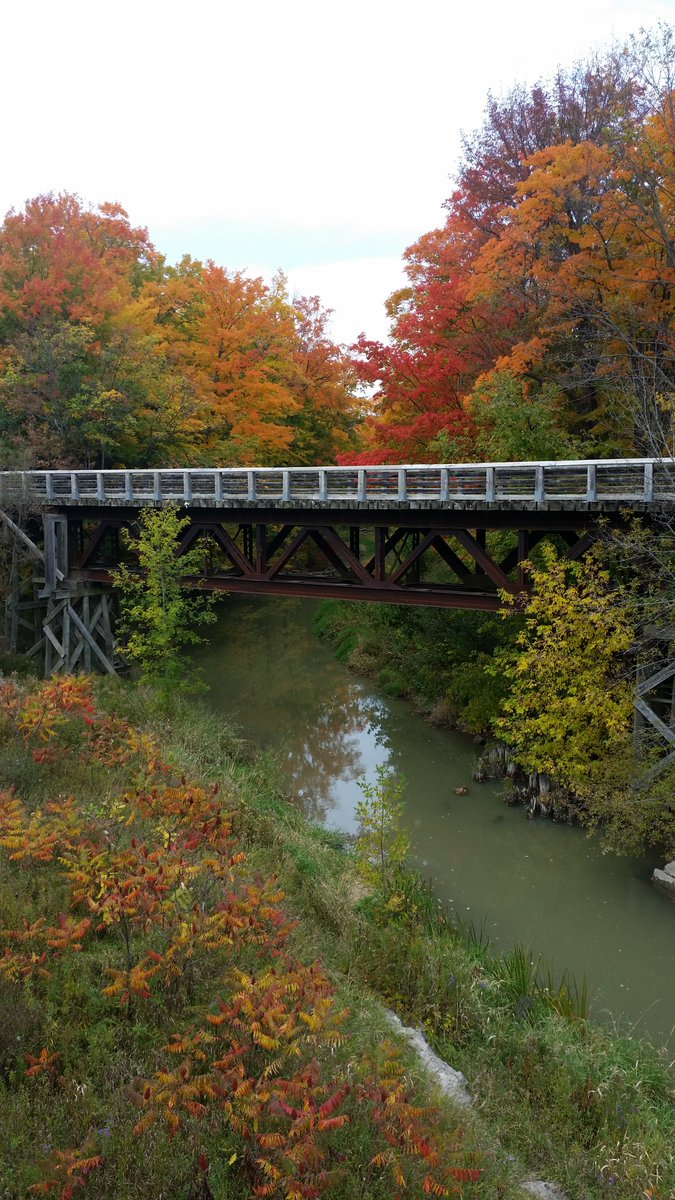 UteSchmid's tweet photo. One of the most scenic places in #SimcoeCounty to document the colours of #autumn prettily progressing is the #WyeBridge near #WaverlyOntario. #ResidentialTourist #Snowflakelady https://t.co/asPQN2Pycd