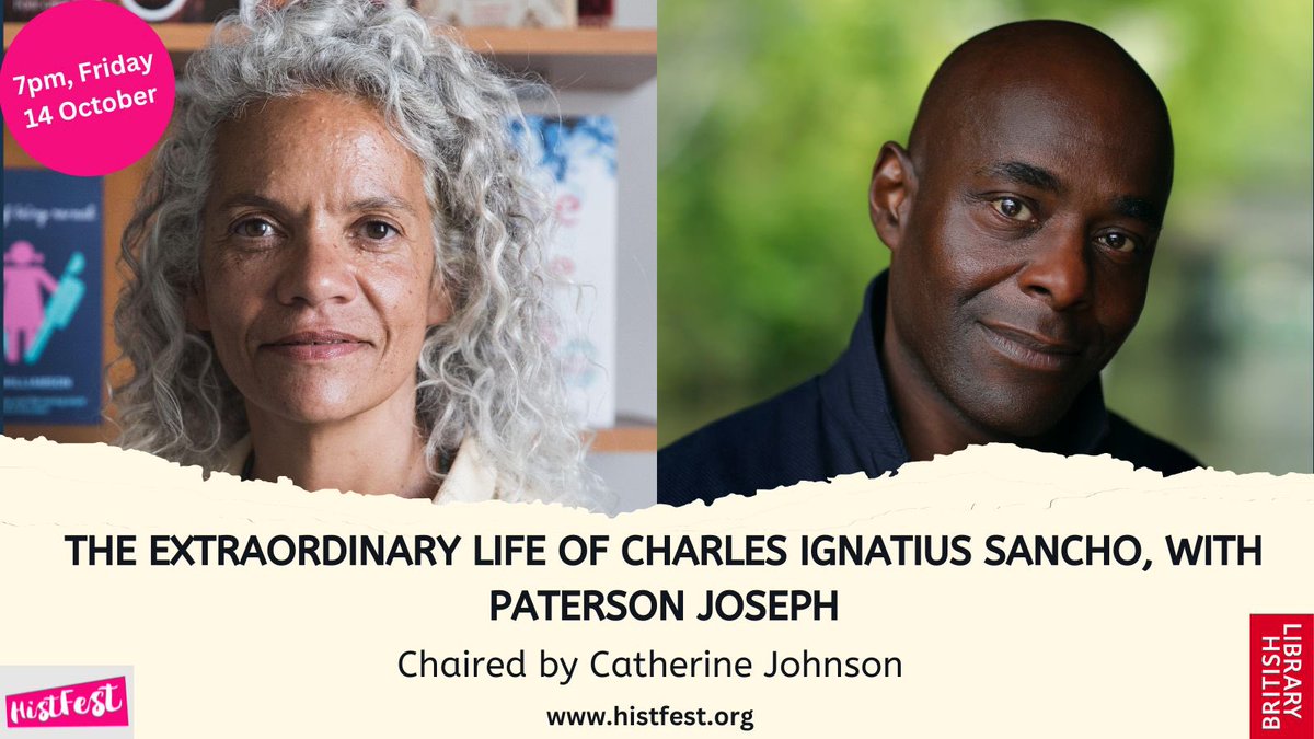 Exactly a week to go until our exciting event @britishlibrary! Acclaimed actor Paterson Joseph will speak to award-winning author @catwrote about his debut novel and all life & times of Charles Ignatius Sancho. In-person and online tickets available: bl.uk/events/the-ext…