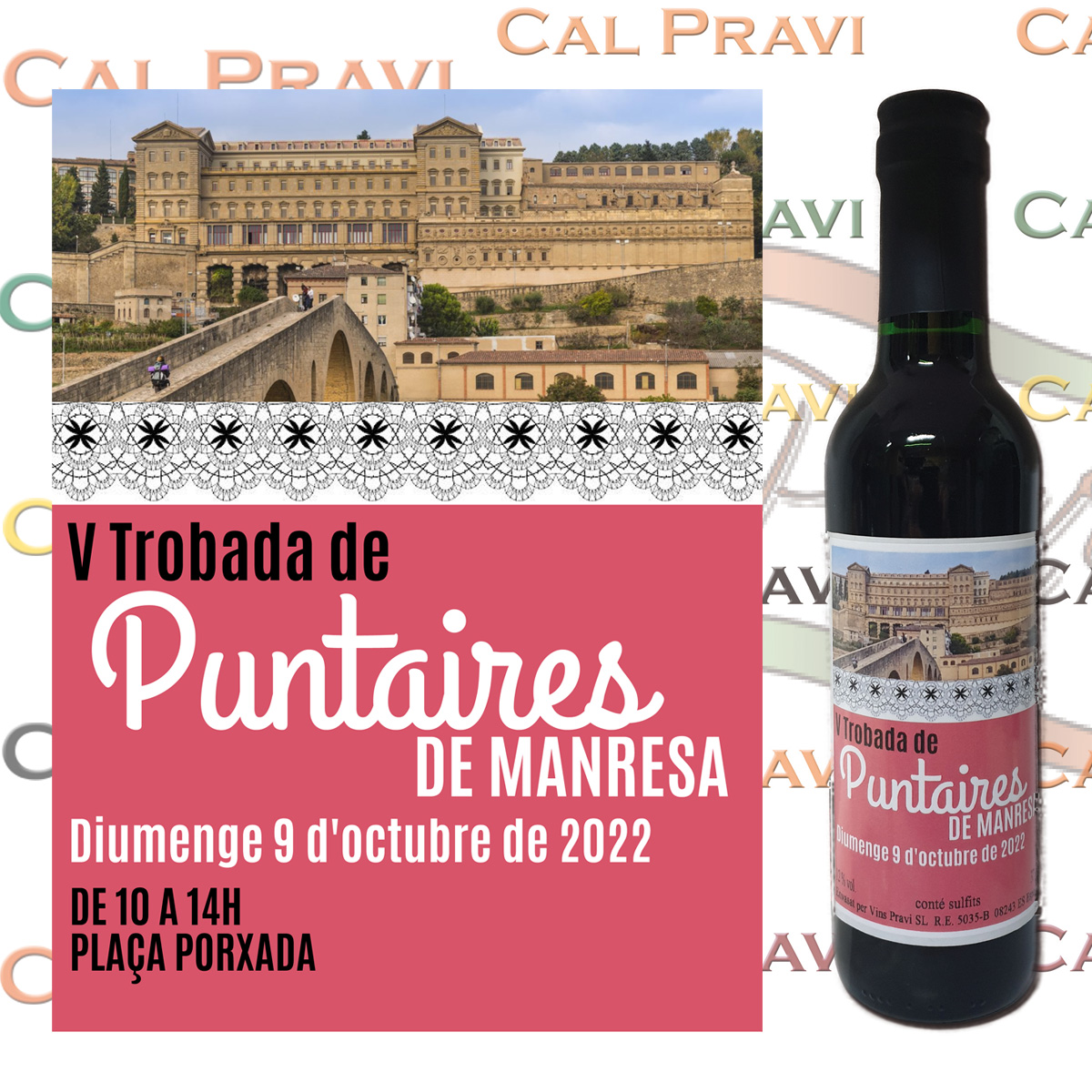 vinspravi's tweet photo. Molt contents també d'haver fet l'ampolla commemorativa de la V Trobada de Associació De Puntaires de Manresa d'aquest diumenge dia 9 a la Plaça Porxada de la nostra ciutat, #Manresa  AA.VV Barri la Sagrada Familia de Manresa #puntaires #artesania https://t.co/nTjkJe76p4