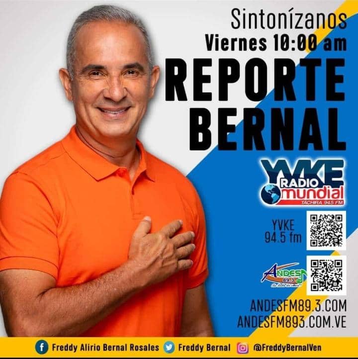 Sintoniza hoy #Viernes #07Oct a las 10am #ReporteBernal a nuestro Gobernador <a href="/FreddyBernal/">Freddy Bernal</a> con información variada y de interés  para el #Tachira 
<a href="/NicolasMaduro/">Nicolás Maduro</a> 
@tachira_gmas 
<a href="/KaremDeBernal/">Karem Durán de Bernal</a>
<a href="/LealTelleria/">M/G Carlos Leal Tellería</a>