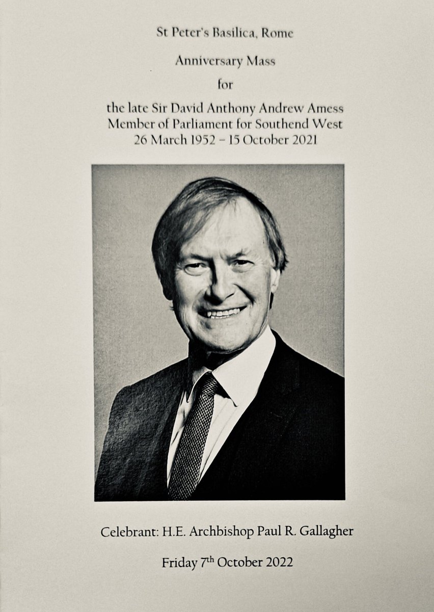 Our All-Party Parliamentary Group on the Holy See took part in a Memorial Mass for our murdered colleague and friend, Sir David Amess. Offered by Archbishop Gallagher today in the chapel of St Columba near the tomb of the Apostle Peter in the Vatican. vaticannews.va/en/vatican-cit…
