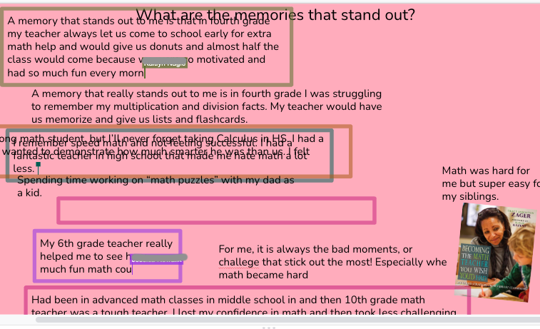 RawdingMolly's tweet photo. So awesome connecting about #BecomingMath Ch 1 & 2 "Breaking the Cycle" and What Do Mathematicians Do?
Interactive slides increase opportunities for sharing thinking & making connections!
Love hearing the ideas for how we can make math more inviting, more open, and more fun! https://t.co/EeCOkrwspu