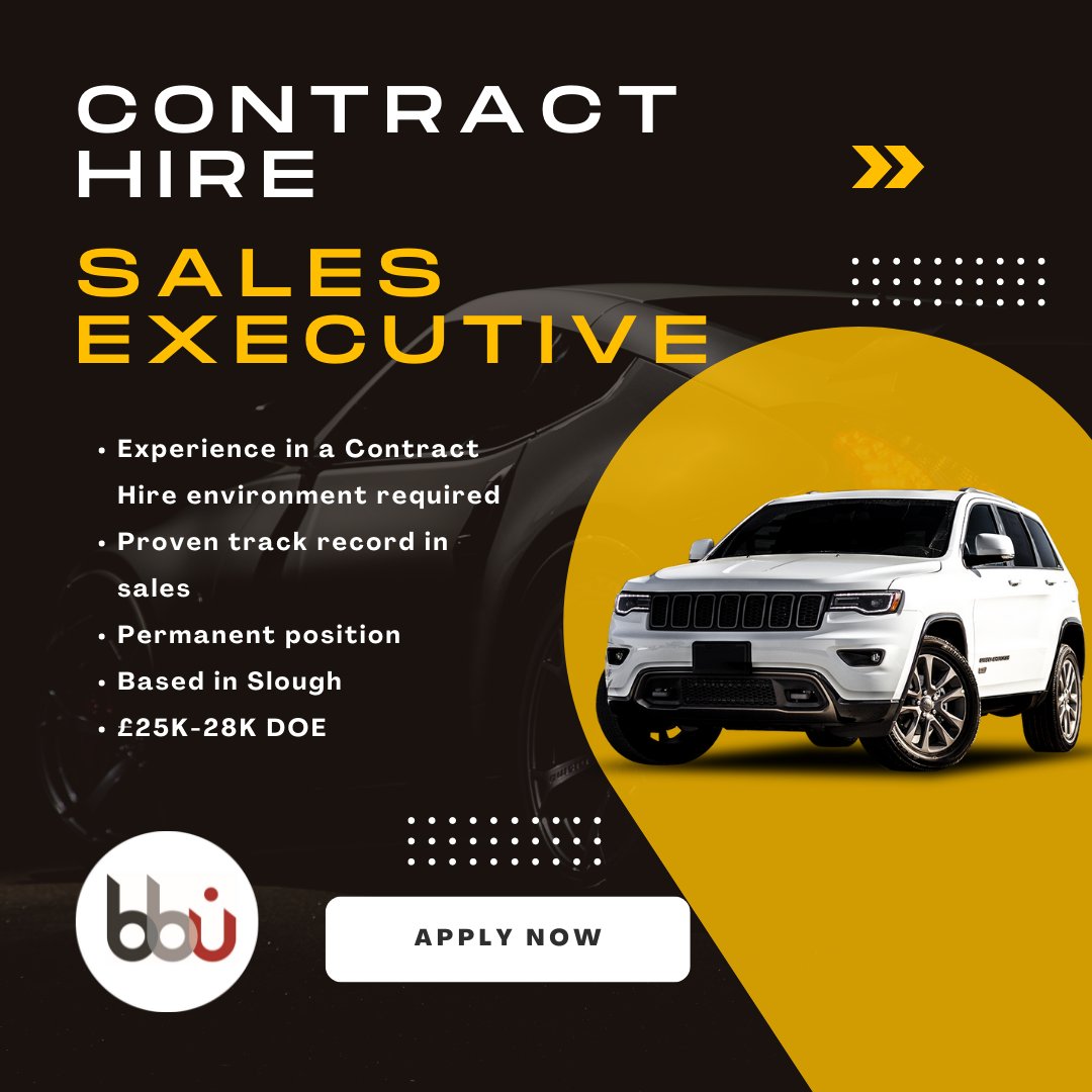We are recruiting for a Contract Hire Sales Executive, based in #Slough.
The ideal candidate will be ambitious, enthusiastic and motivated with a proven track record in sales.
Click here for more information ➡️ bburecruit.com/jobs/contract-…
⚫️ ⚪️ 🔴
#bbu #vacancy #hiring